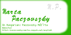 marta paczovszky business card